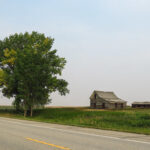 Old homestead on a smoky day